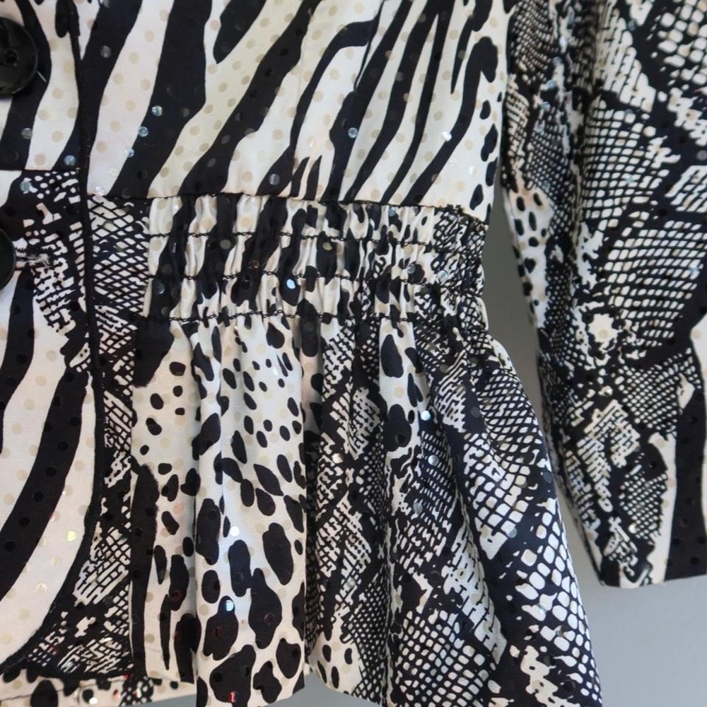 Joseph Ribkoff Animal Print Sequin Zebra Leopard‎ Blazer - Picture 3 of 8